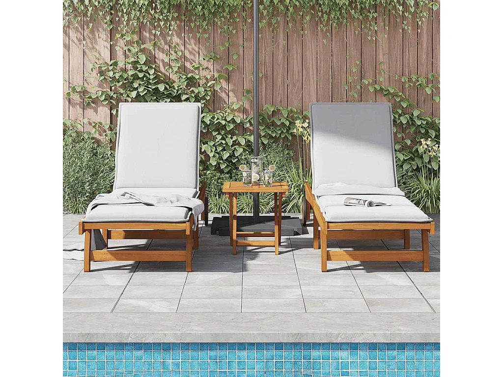 Chaises longues lot de 2 Bois d'acacia solide