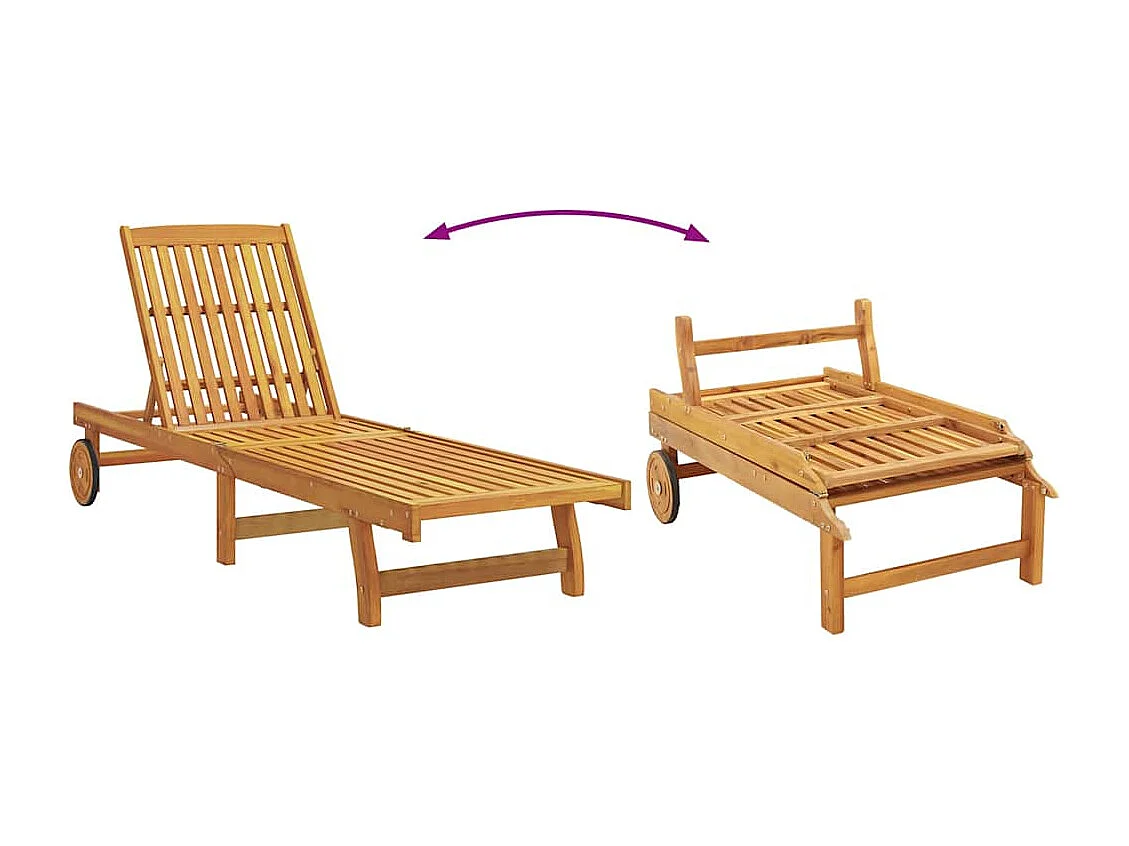 Chaises longues lot de 2 Bois d'acacia solide