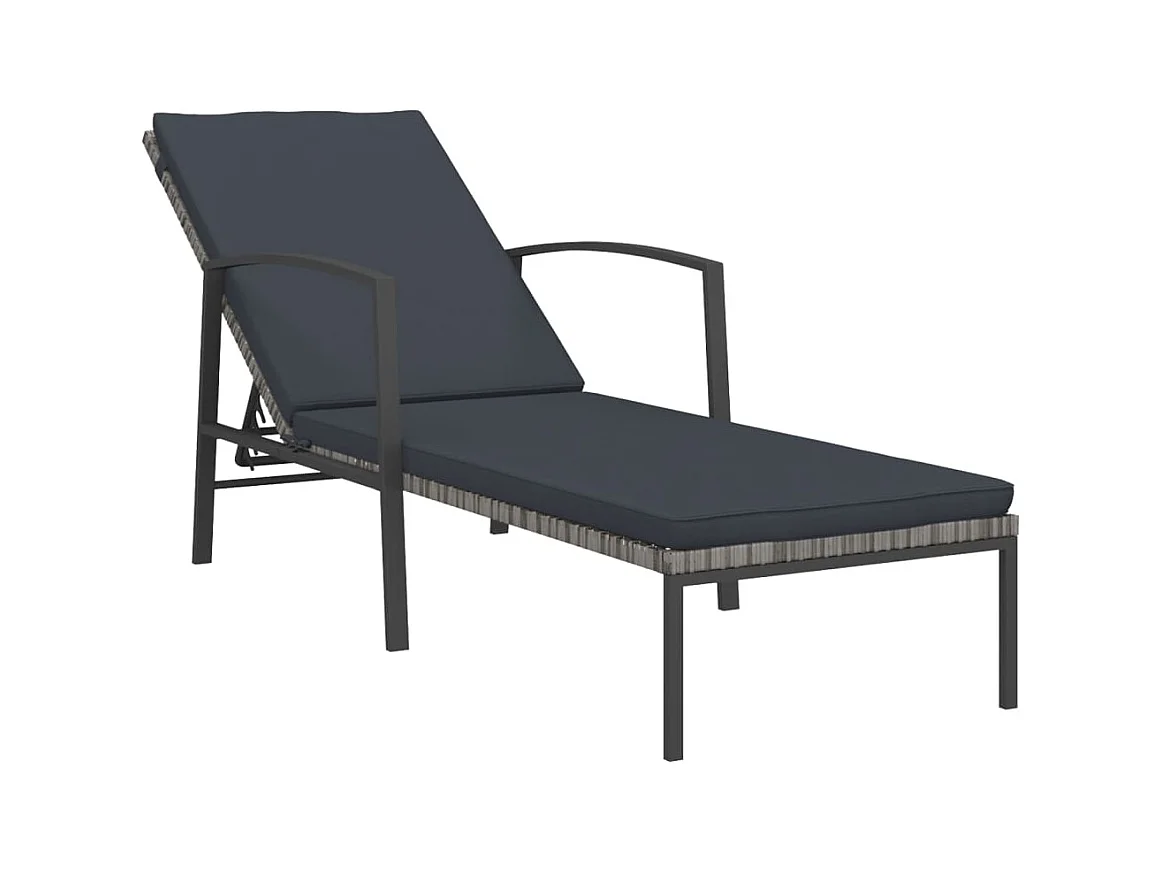 Conjunto de 2 sillones con mesa en resina trenzada gris