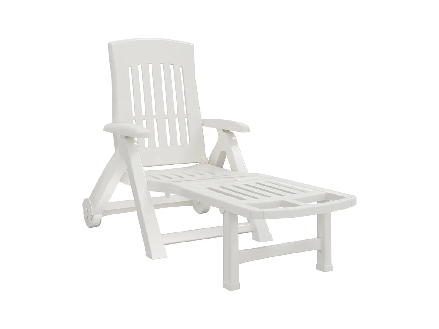 Sedia a sdraio pieghevole con ruote PP bianco