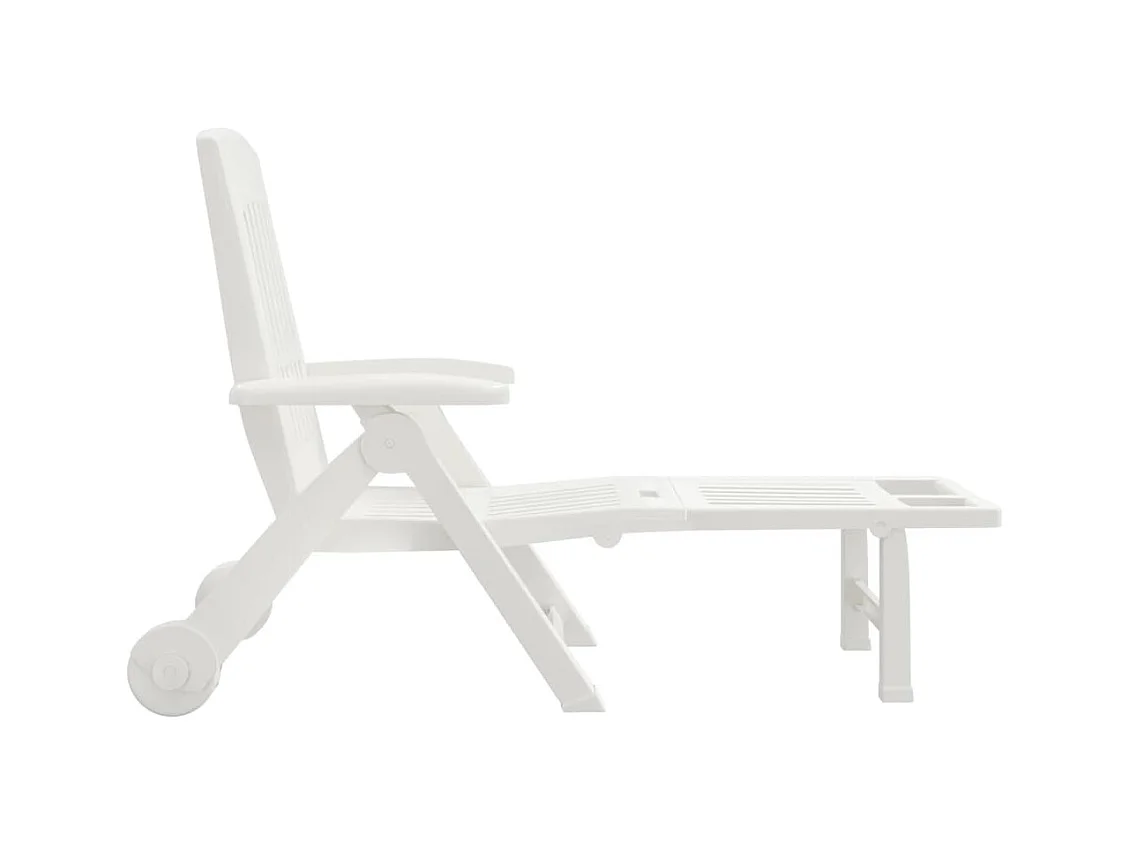 Sedia a sdraio pieghevole con ruote PP bianco