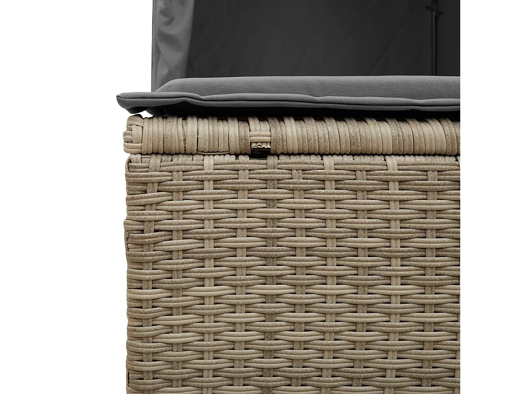 Chaise longue doppia con tetto e tende in polyrattan grigio chiaro