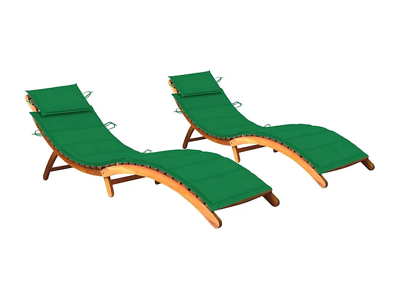 Conjunto de 2 sillones con cojines Madera maciza de acacia