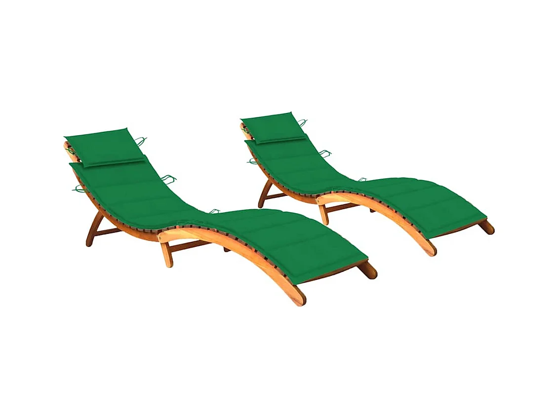 2er-Set Loungesessel mit Kissen Massives Akazienholz