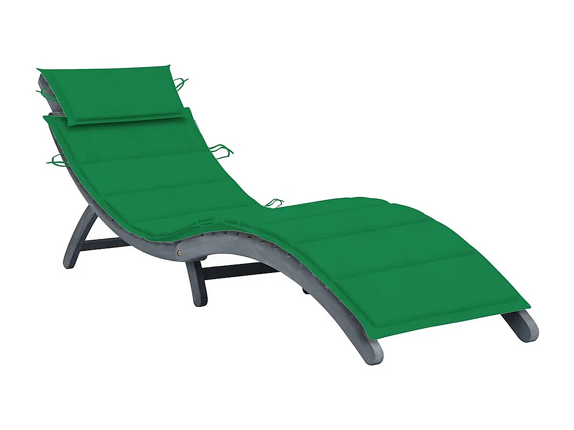 Chaise longue avec coussin Gris Bois d'acacia solide