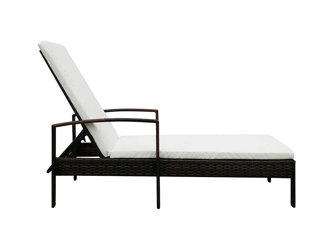 Chaise longue avec coussin Résine tressée Marron