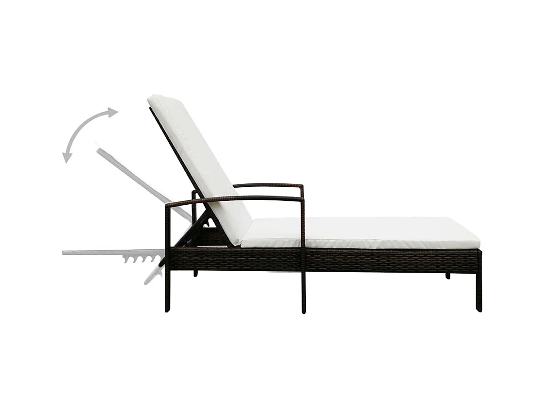 Chaise longue avec coussin Résine tressée Marron