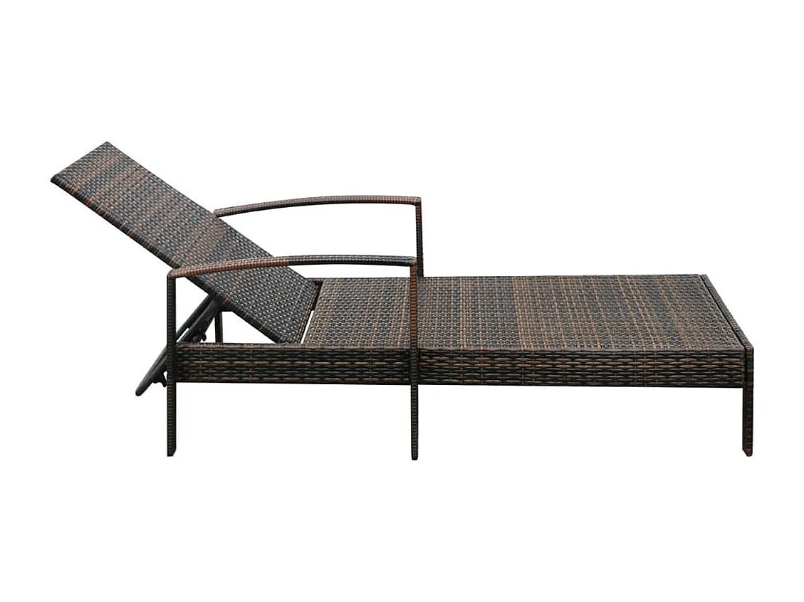 Chaise longue avec coussin Résine tressée Marron