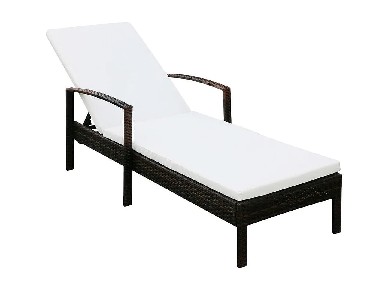 Chaise longue avec coussin Résine tressée Marron