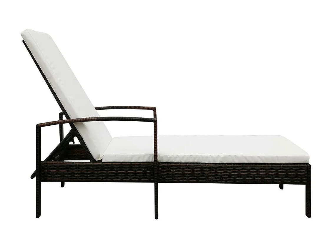 Chaise longue avec coussin Résine tressée Marron