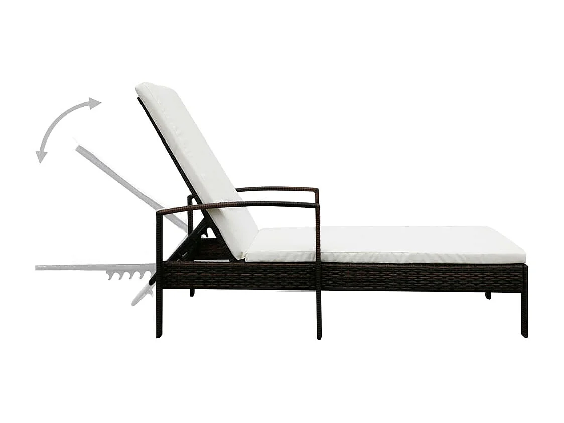 Chaise longue avec coussin Résine tressée Marron