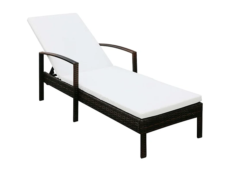 Chaise longue con cuscino Resina intrecciata marrone
