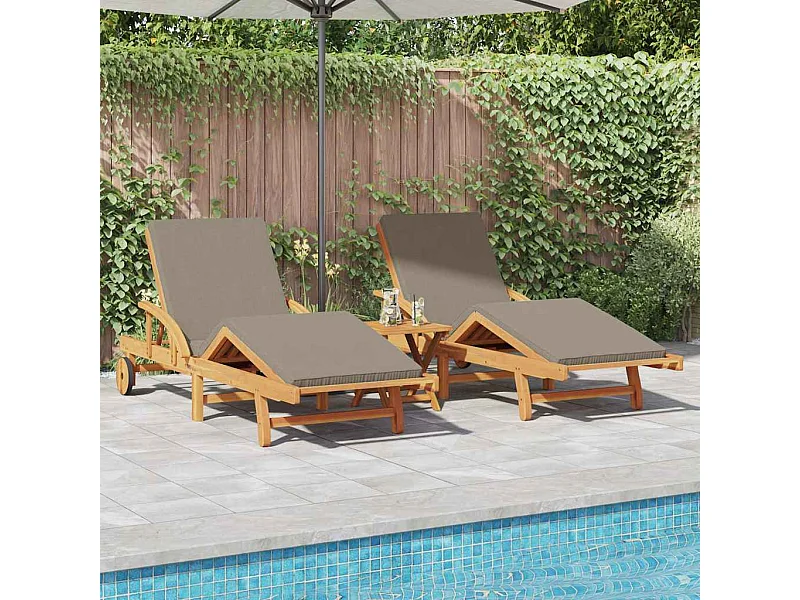 Ligstoel 2 stuks Taupe 200 x 67 x 84cm Massief acaciahout