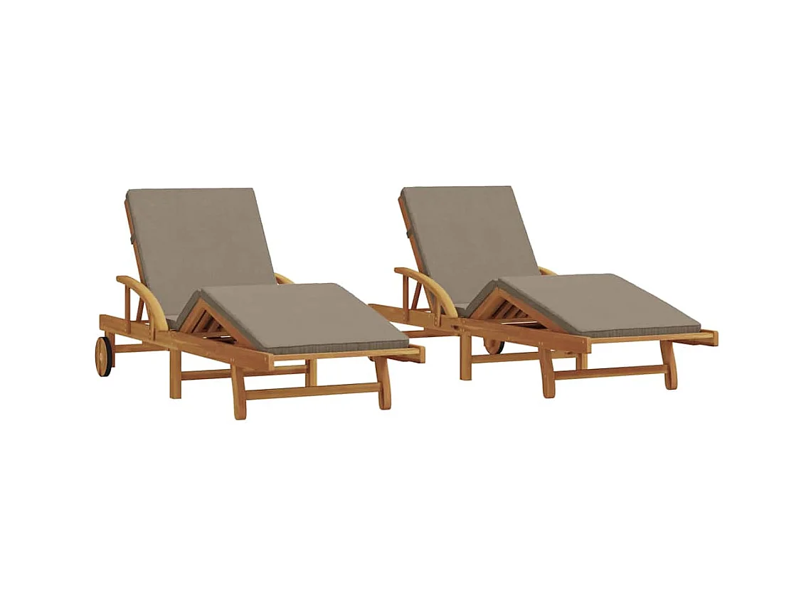 Ligstoel 2 stuks Taupe 200 x 67 x 84cm Massief acaciahout