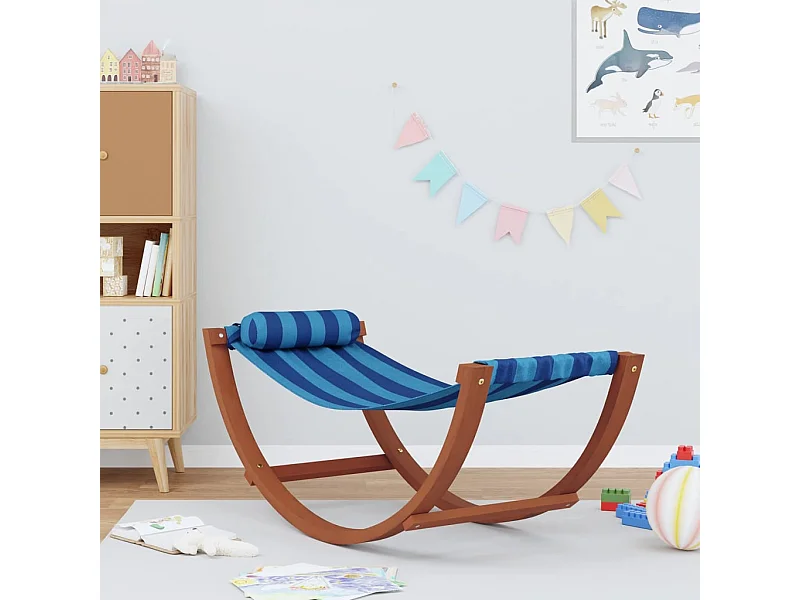 Hamac à bascule pour enfants rayure bleue tissu