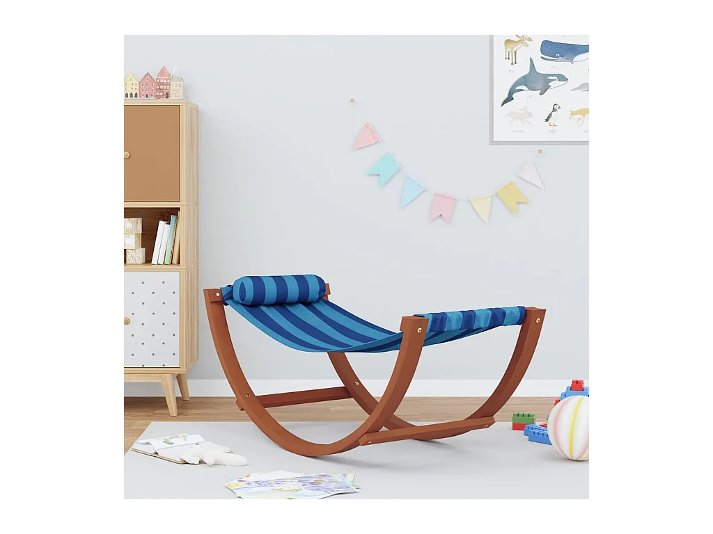 Hamac à bascule pour enfants rayure bleue tissu