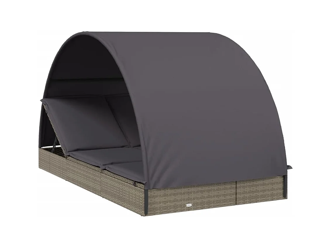 Transat 2 places avec toit rond gris 211x112x140 cm