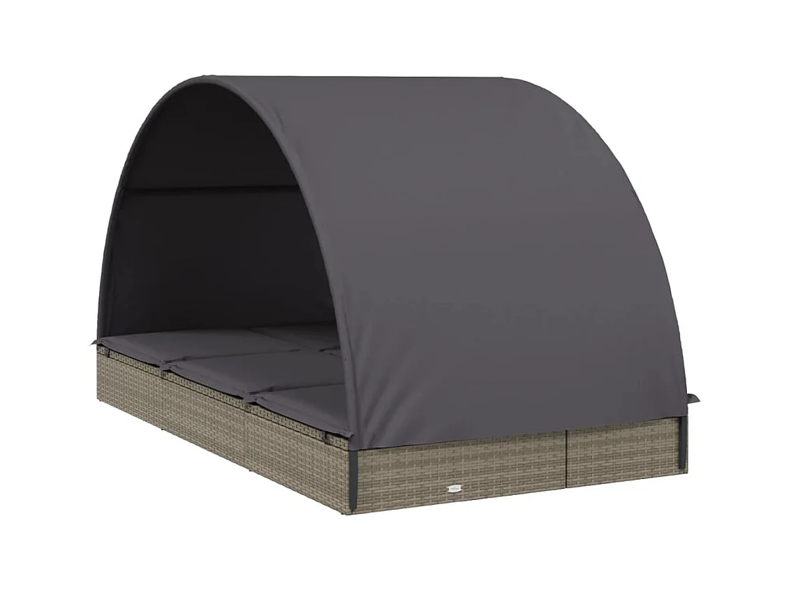 Transat 2 places avec toit rond gris 211x112x140 cm