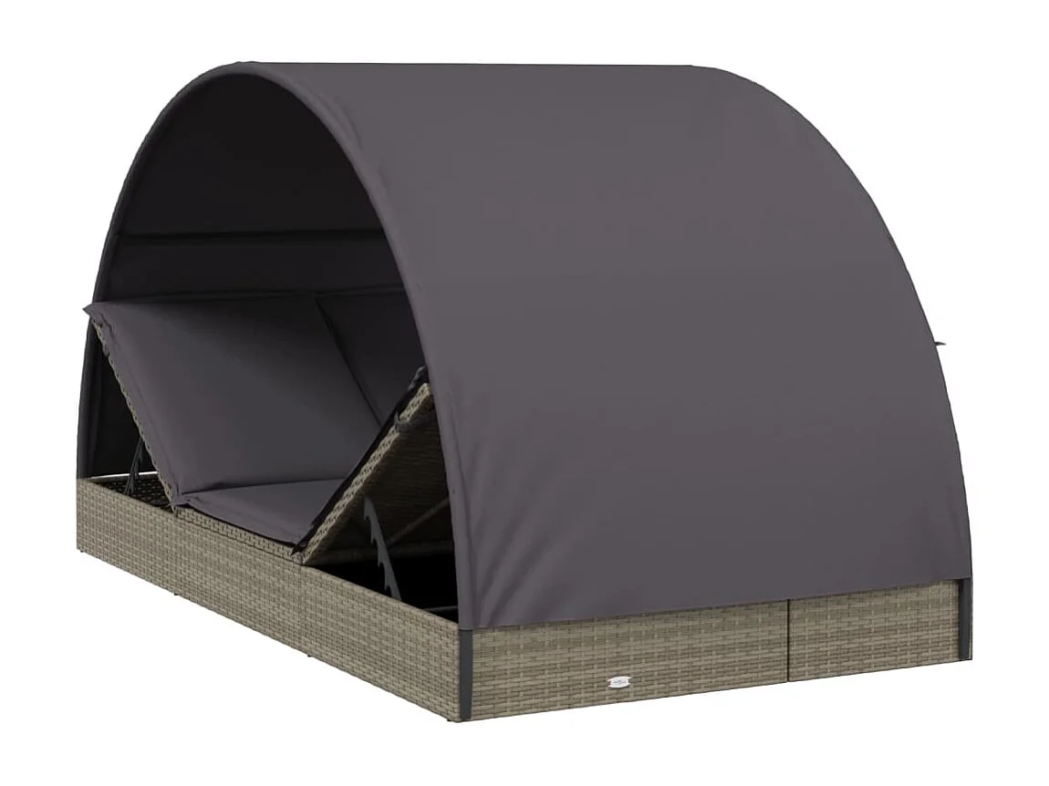 Transat 2 places avec toit rond gris 211x112x140 cm