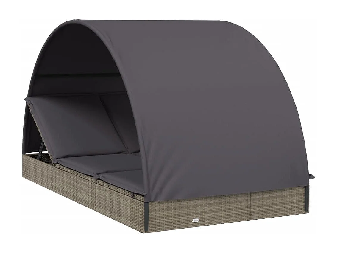 Transat 2 places avec toit rond gris 211x112x140 cm