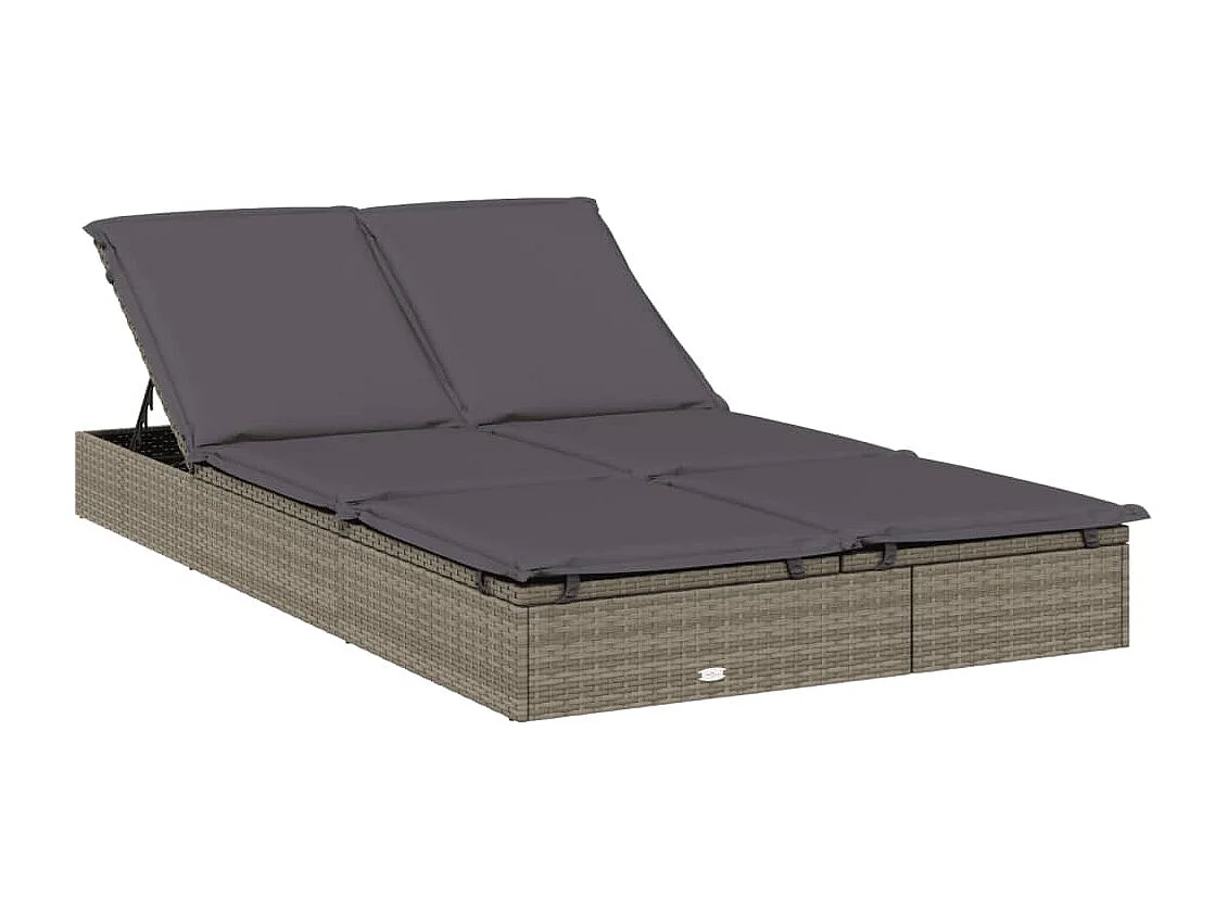 Transat 2 places avec toit rond gris 211x112x140 cm