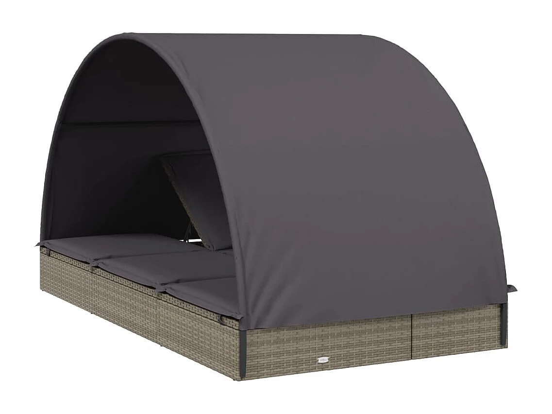 Transat 2 places avec toit rond gris 211x112x140 cm