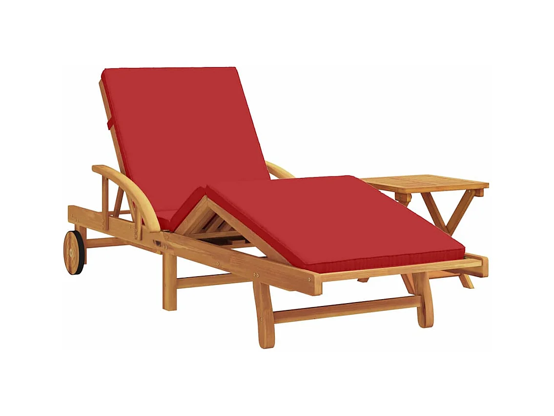 Transat 2 pcs Rouge 40 x 40 x 40cm Bois d'acacia massif
