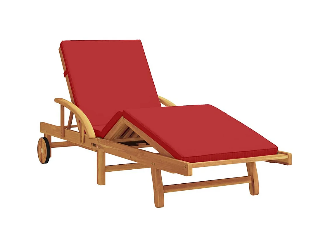 Transat 2 pcs Rouge 40 x 40 x 40cm Bois d'acacia massif