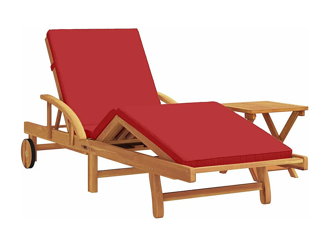 Transat 2 pcs Rouge 40 x 40 x 40cm Bois d'acacia massif