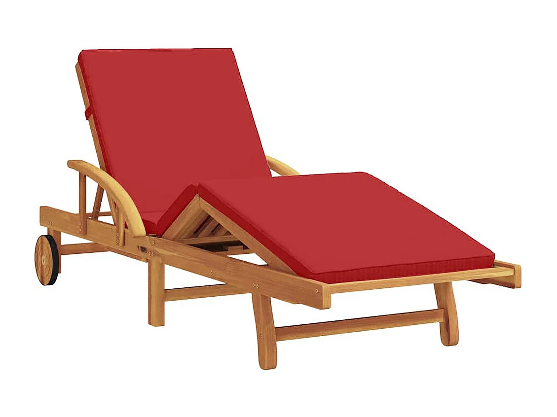 Transat 2 pcs Rouge 40 x 40 x 40cm Bois d'acacia massif