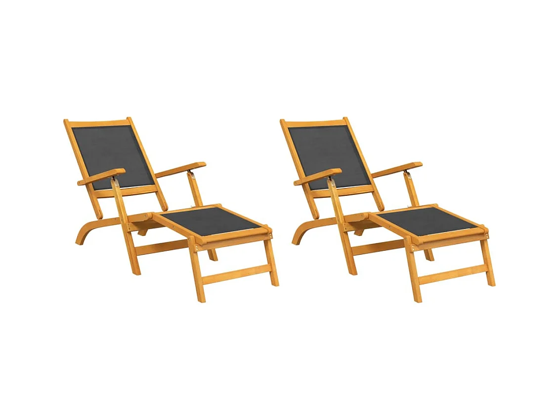 Outdoor-Loungesessel 2er-Set Massive Akazie und Textilene