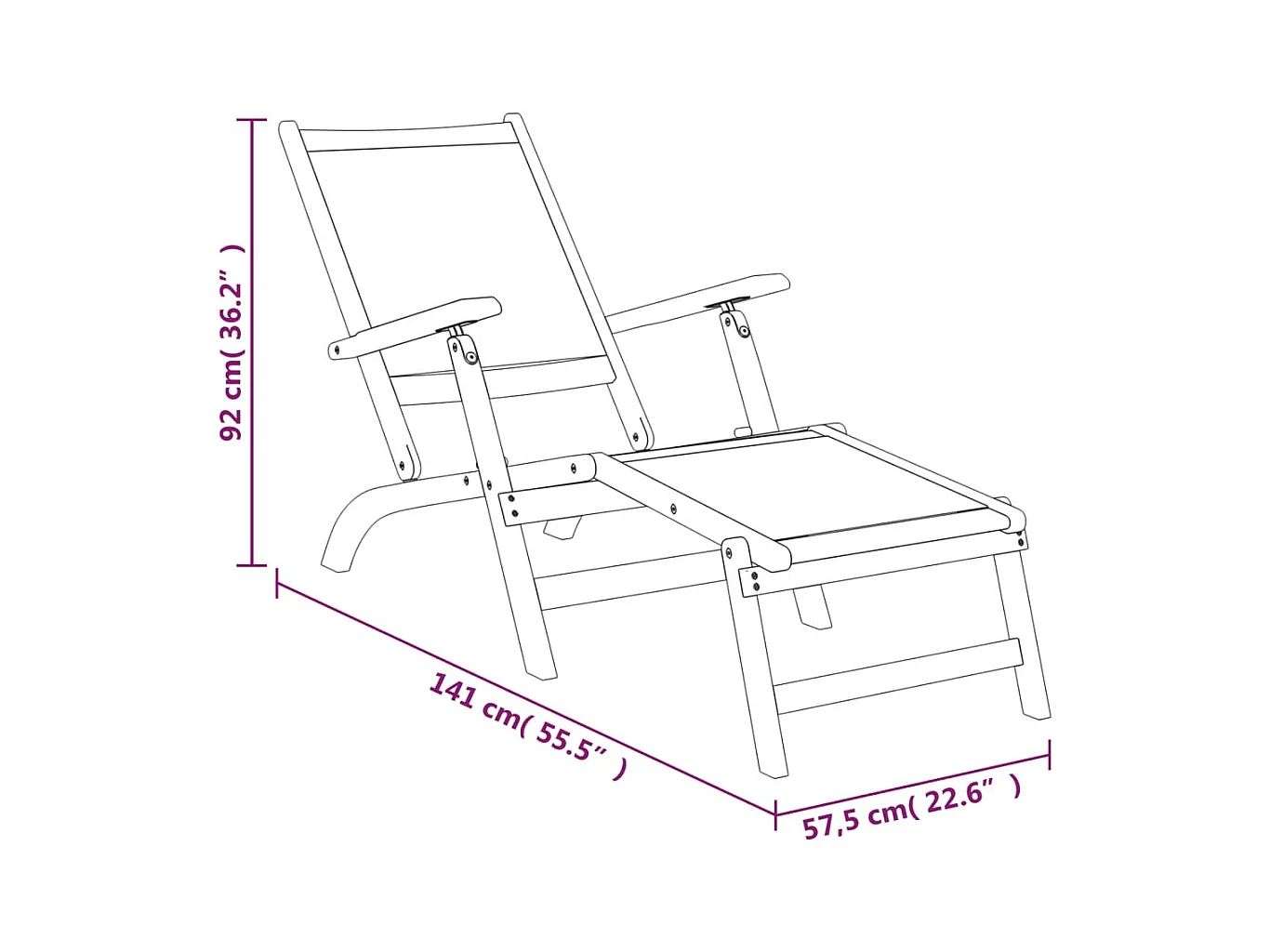 Outdoor-Loungesessel 2er-Set Massive Akazie und Textilene