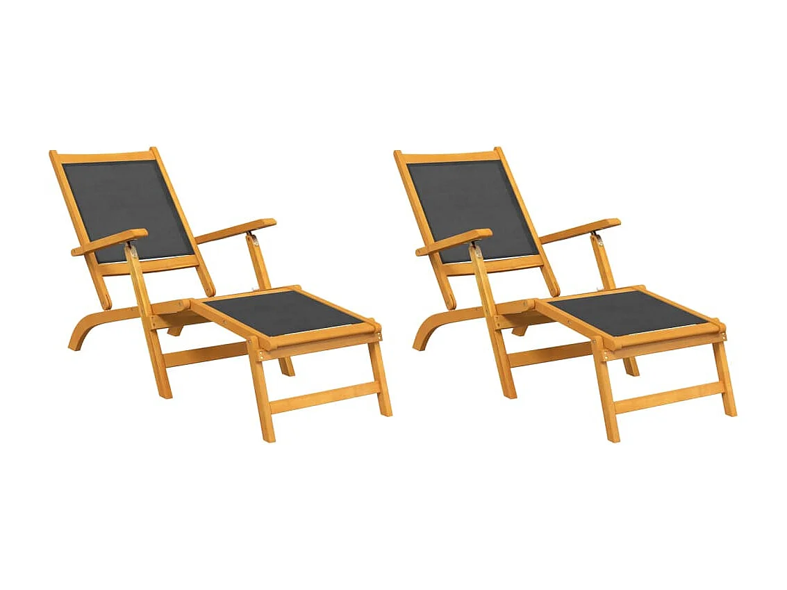 Set di 2 sedie da esterno in legno massello di acacia e textilene