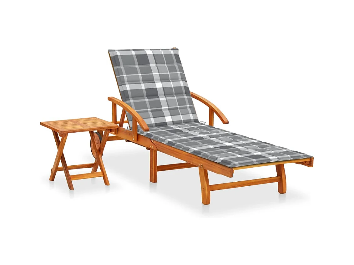 Tuinligstoel met tafel en kussen Acaciahout