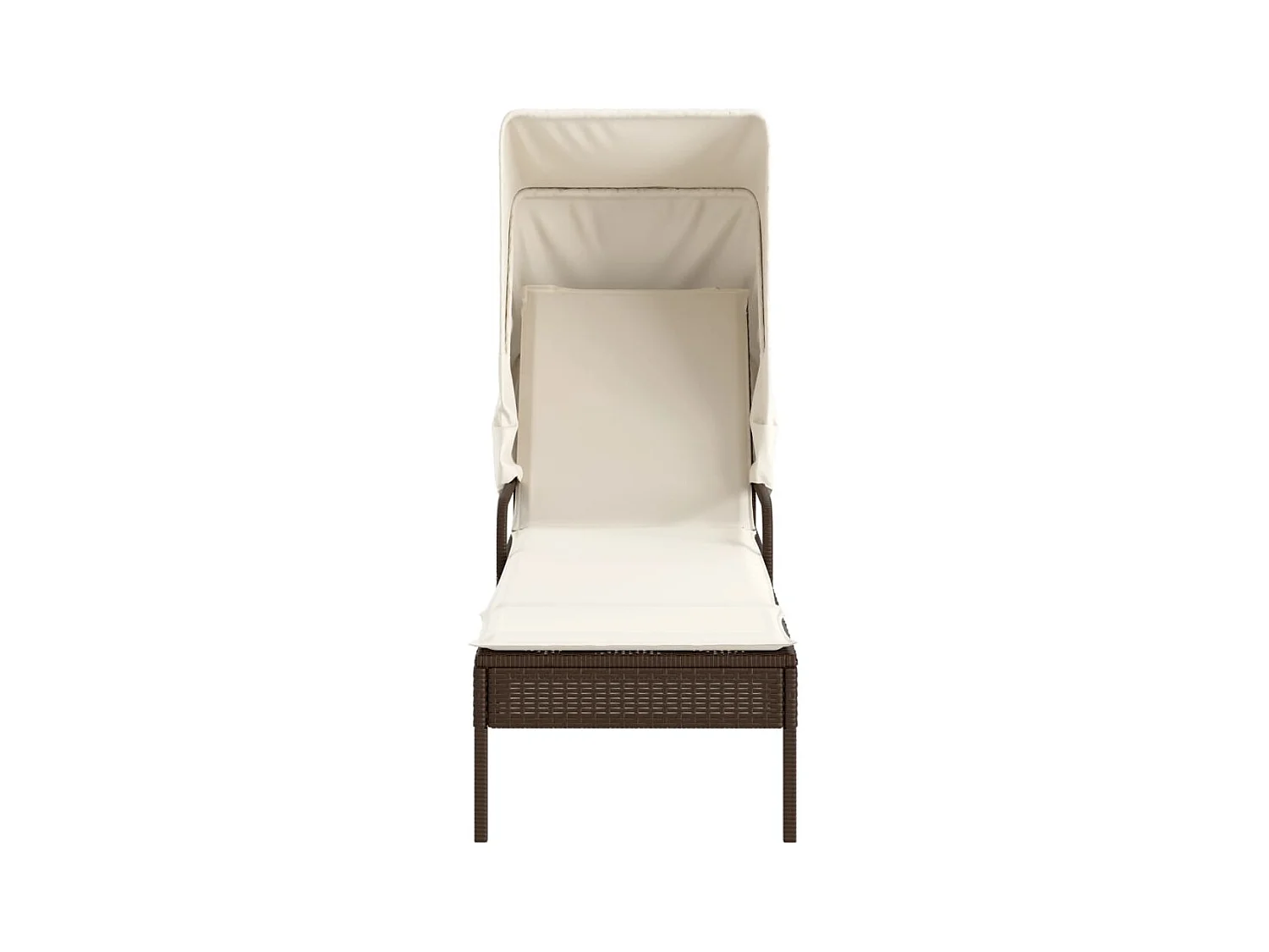 Bruine chaise longue van kunstharsriet met baldakijn