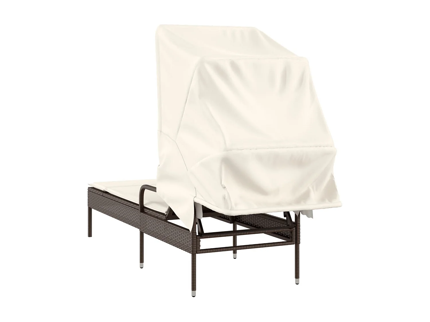 Chaise longue de mimbre de resina marrón con dosel