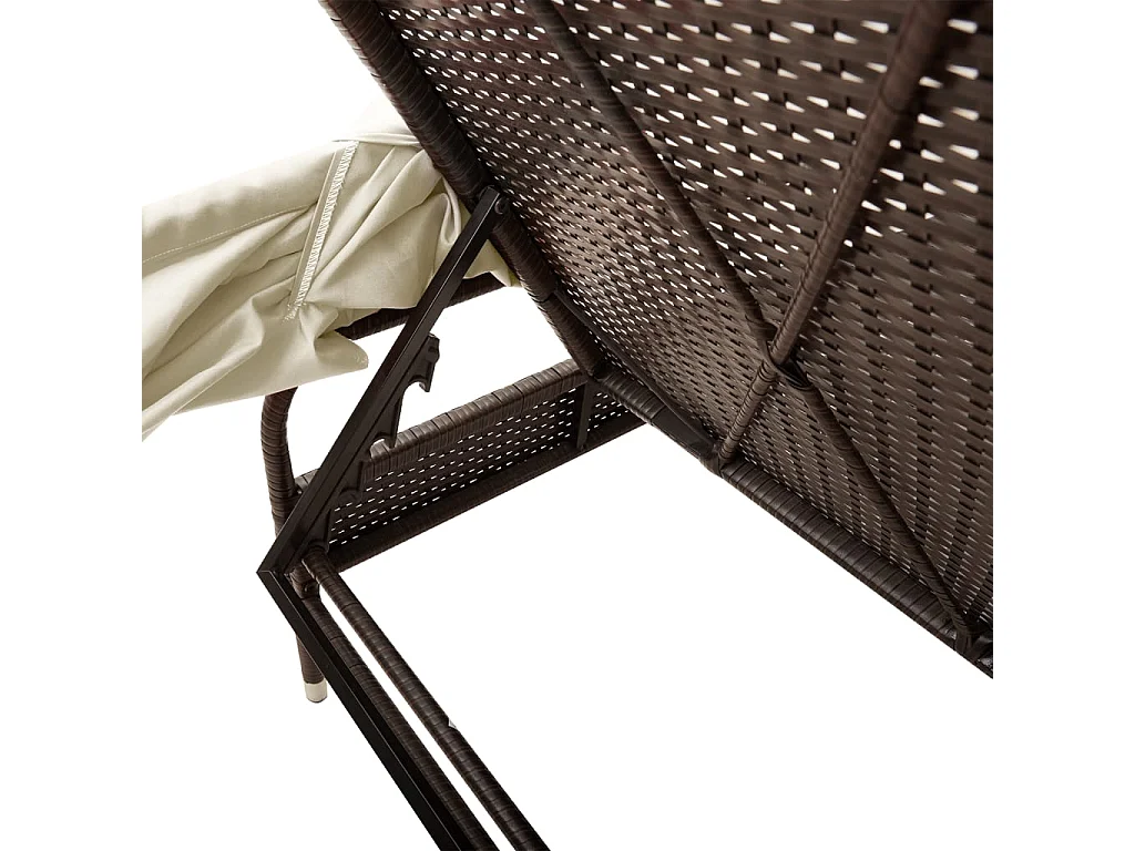 Chaise longue de mimbre de resina marrón con dosel