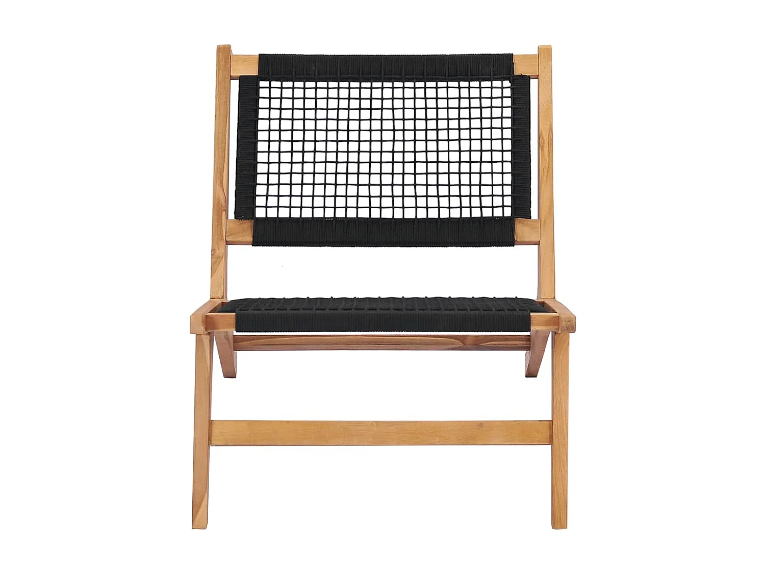 Poltrona con poggiapiedi in legno massello di teak e corda