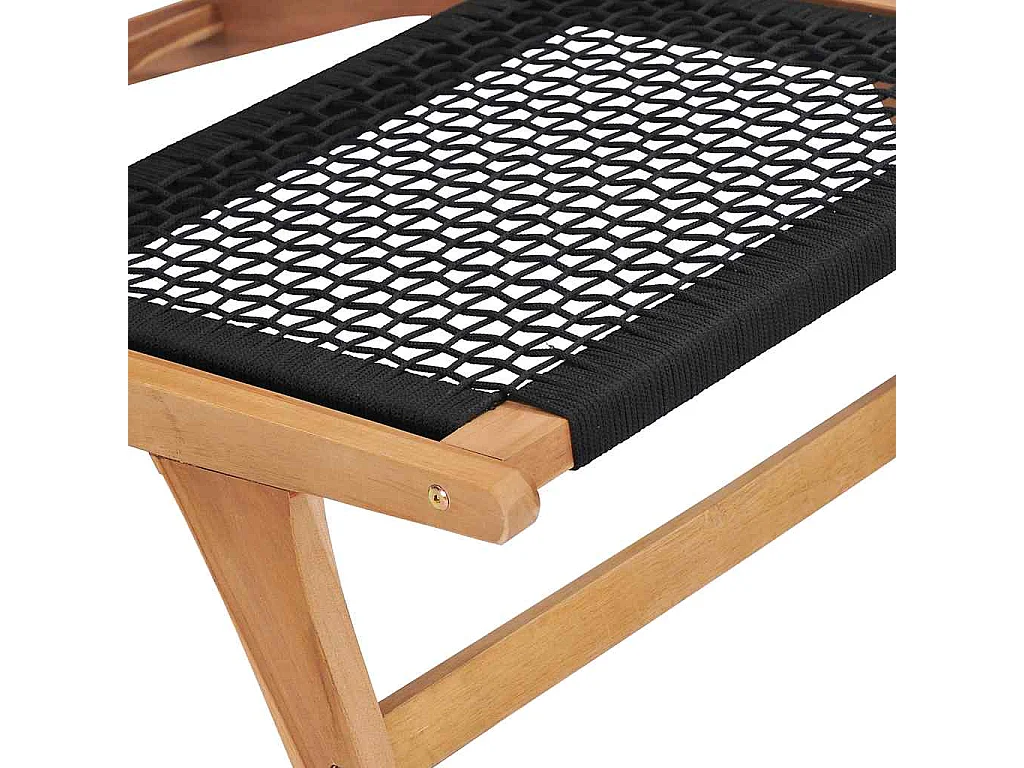 Poltrona con poggiapiedi in legno massello di teak e corda