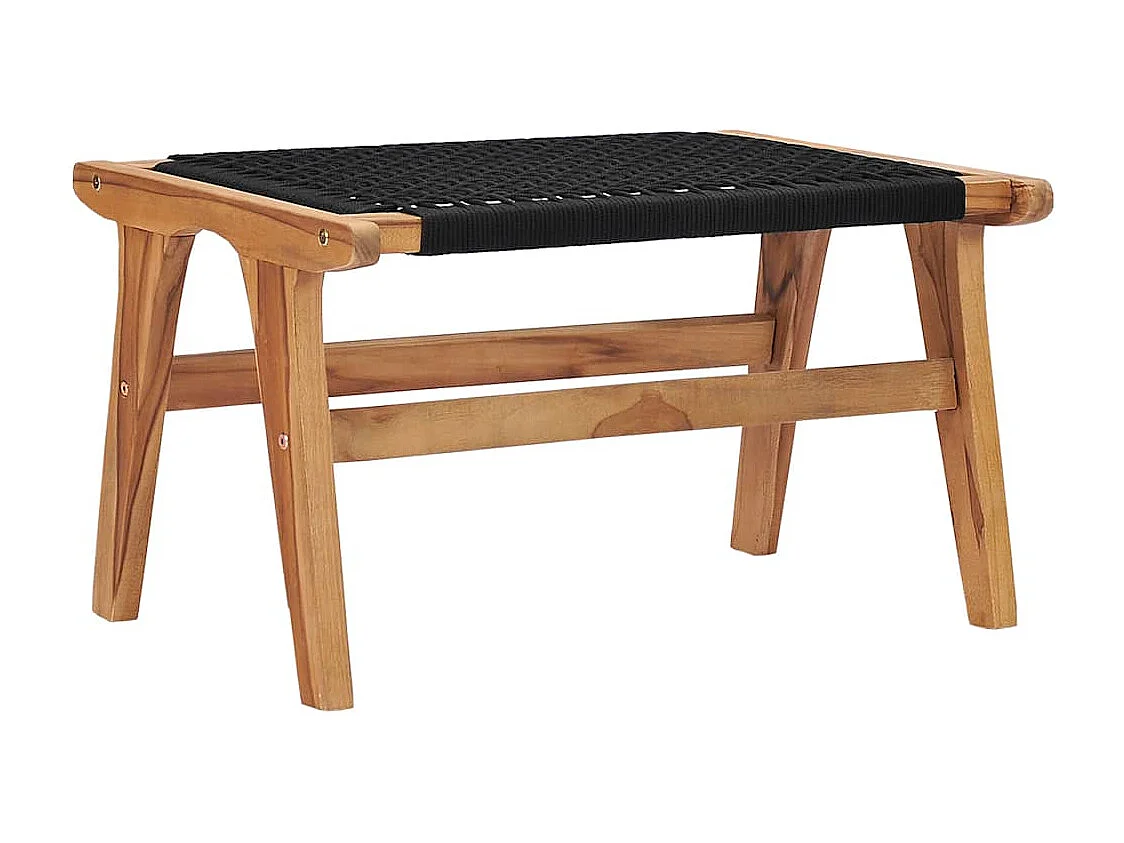 Poltrona con poggiapiedi in legno massello di teak e corda