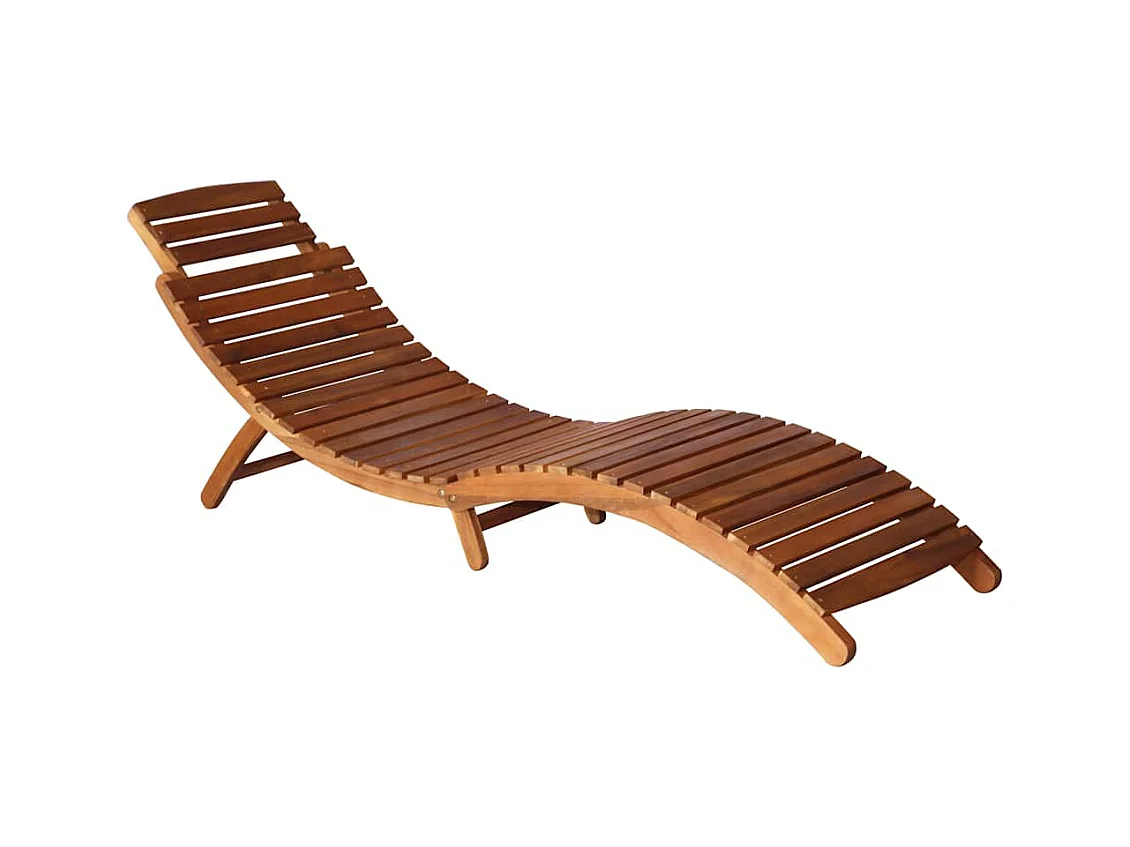 Chaise longue de jardin avec table et coussin Bois d'acacia