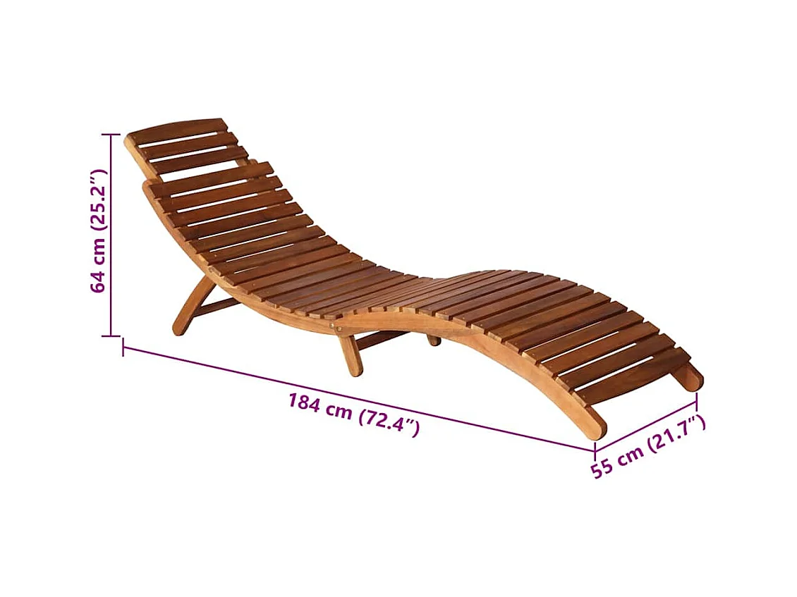 Chaise longue de jardin avec table et coussin Bois d'acacia