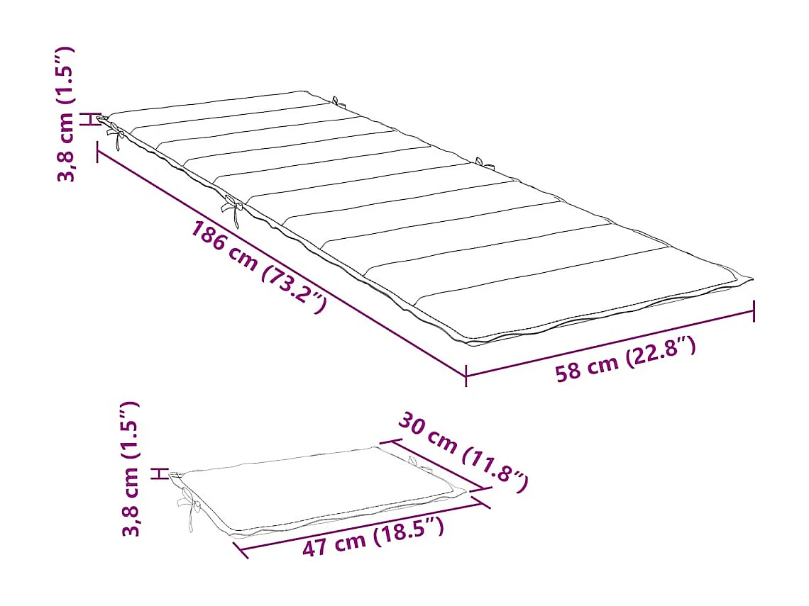 Chaise longue de jardin avec table et coussin Bois d'acacia