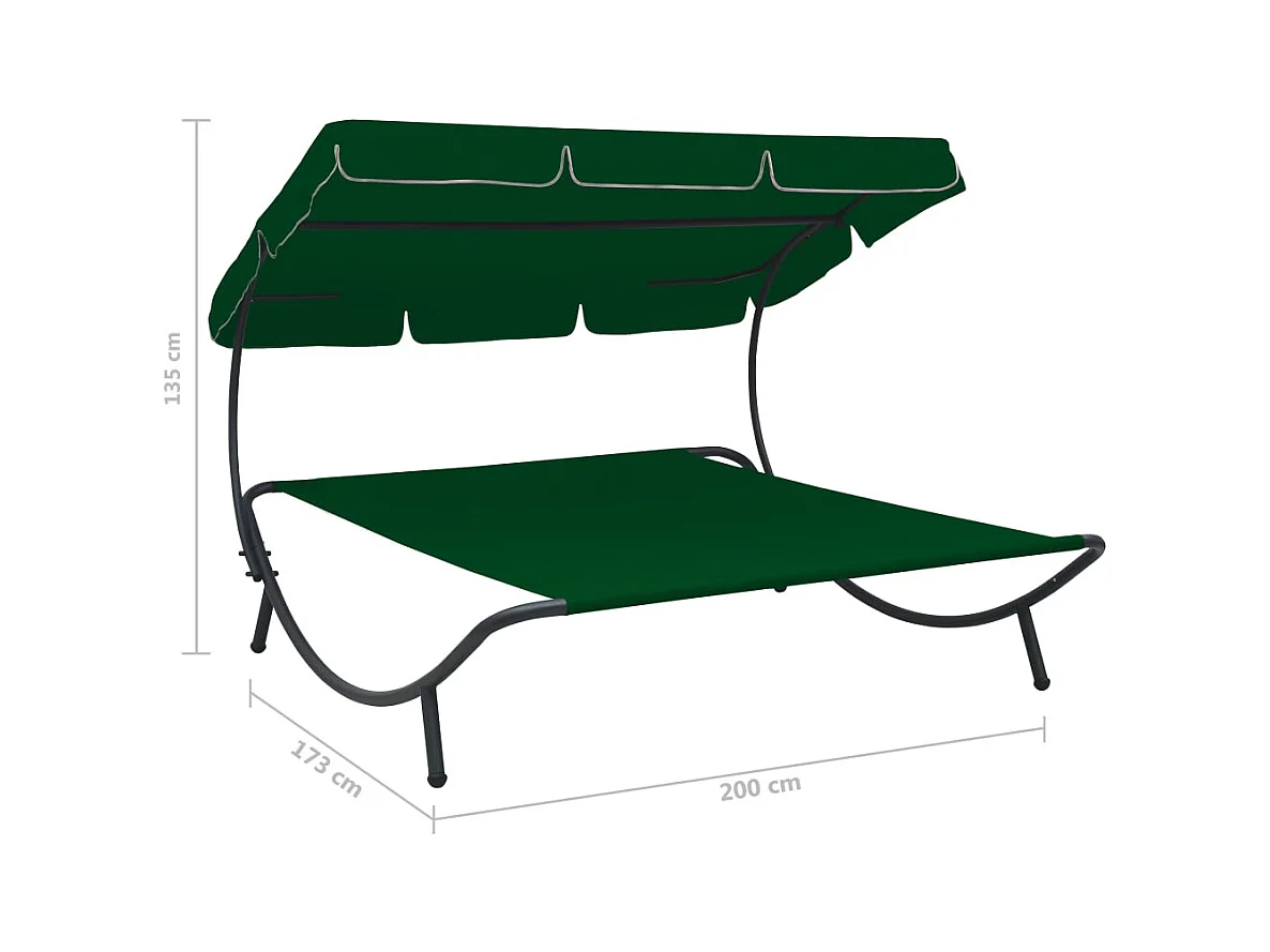 Lit de repos d'extérieur avec auvent vert