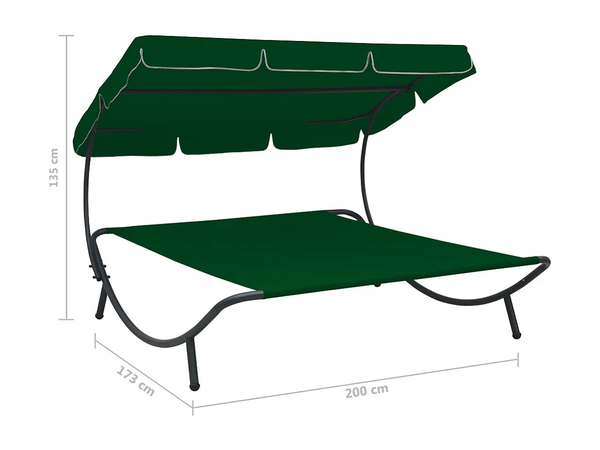 Lit de repos d'extérieur avec auvent vert