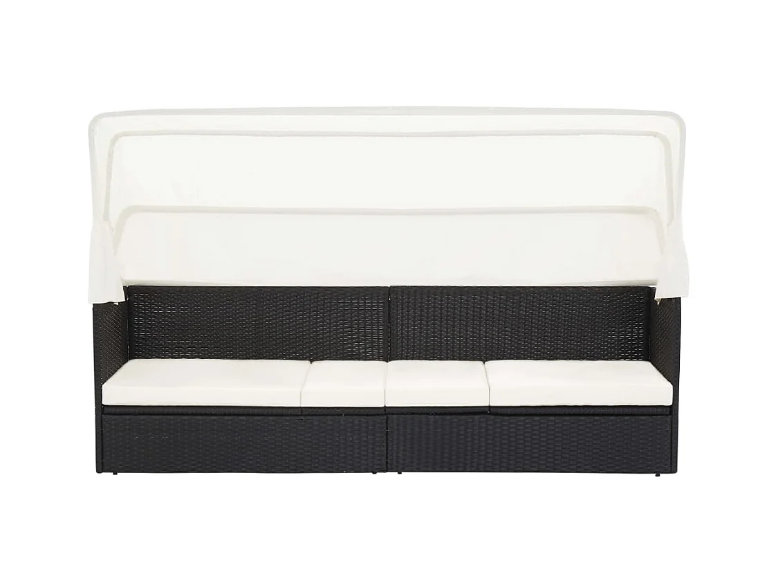 Canapé de jardin avec auvent Noir Résine tressée