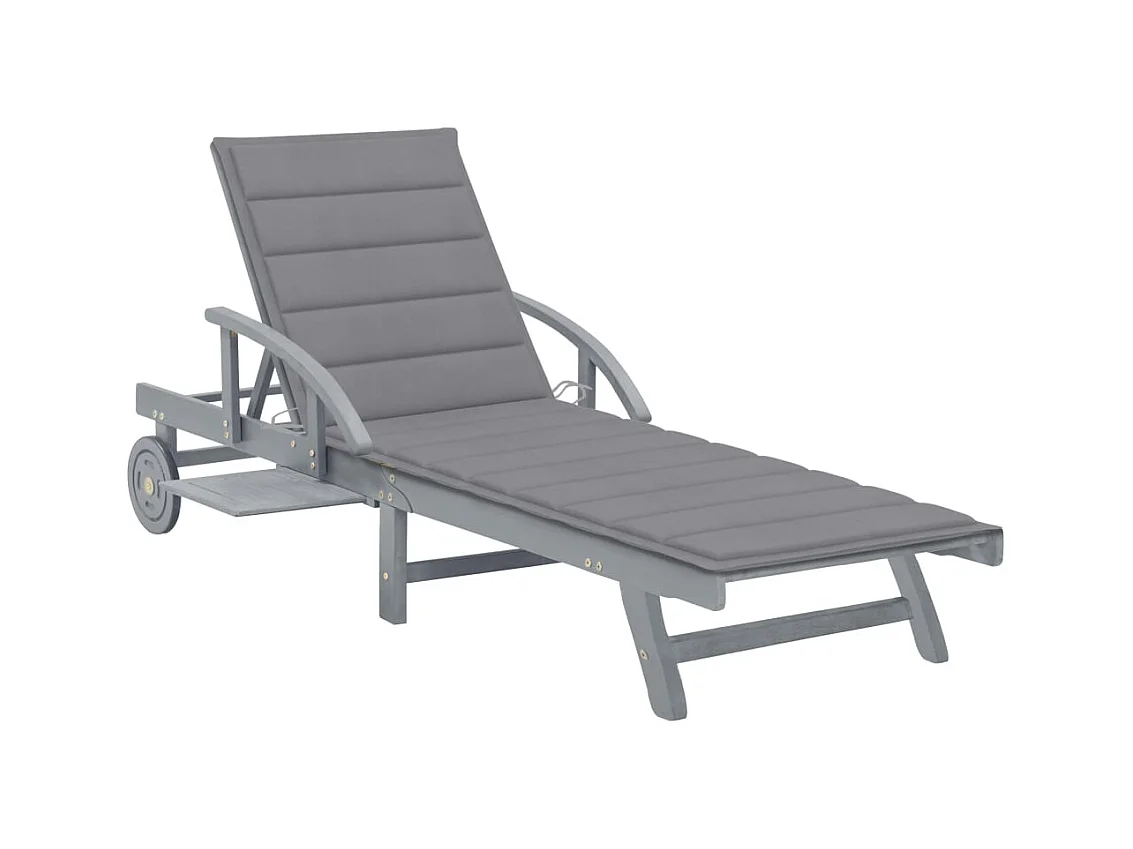 Chaise longue de jardin avec coussin Bois d'acacia solide