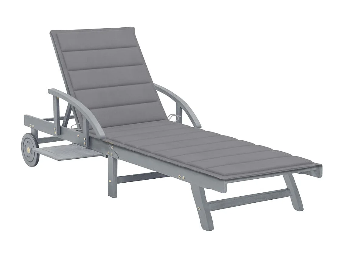 Chaise longue de jardin avec coussin Bois d'acacia solide