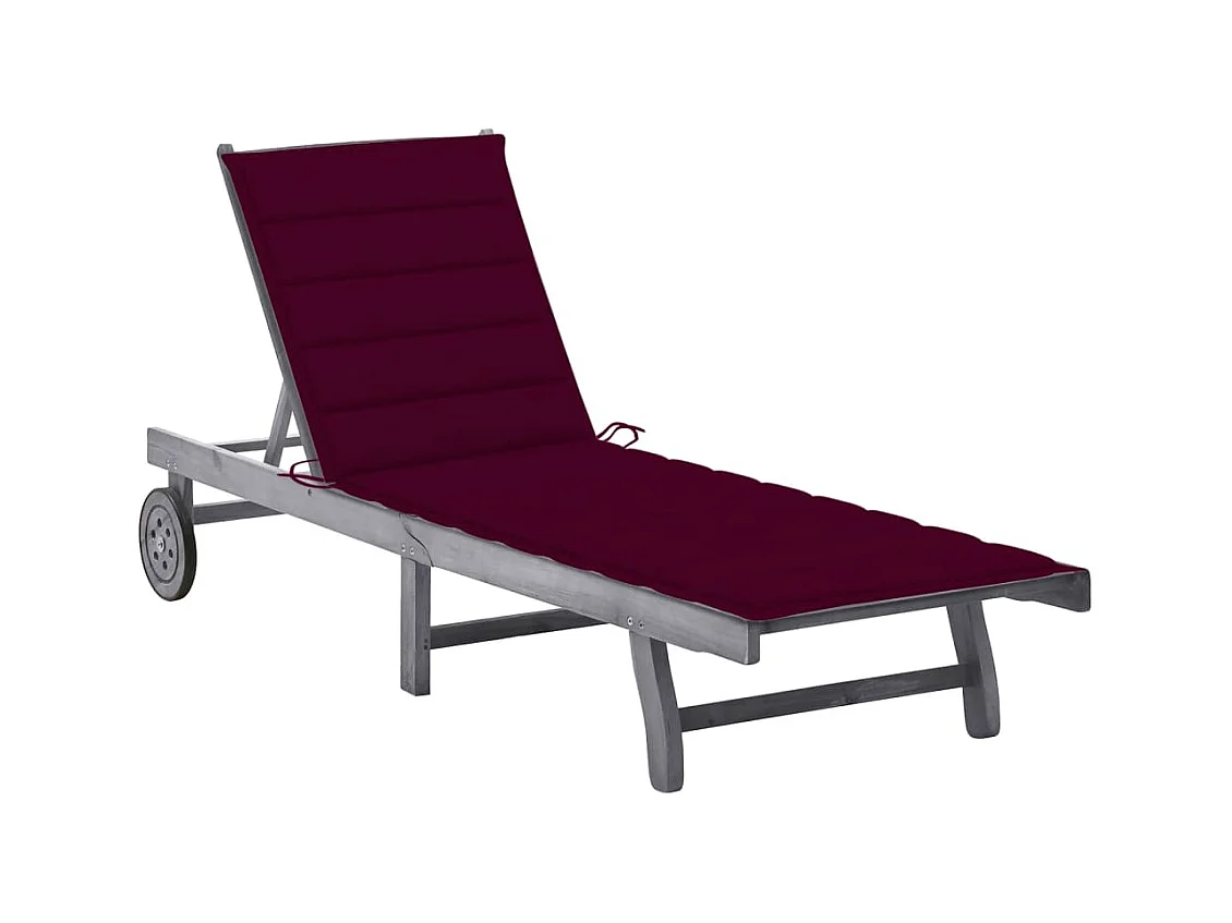 Chaise longue de jardin avec coussin Gris Bois d'acacia solide