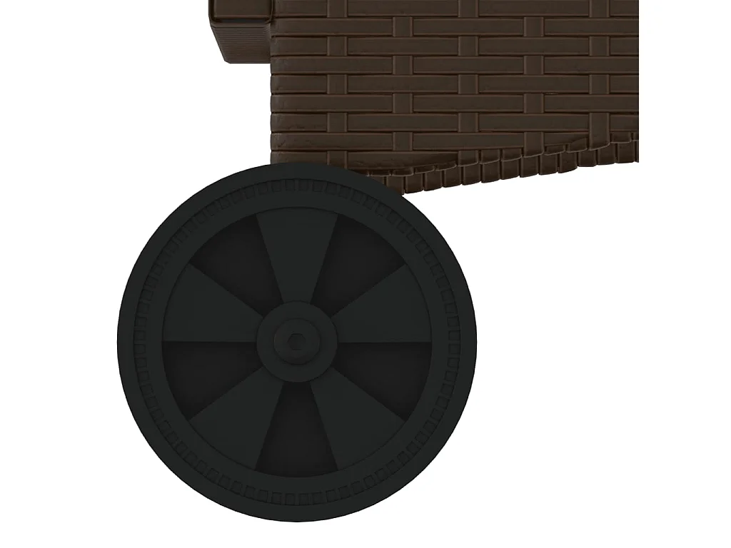 Chaiselongue mit Rädern und braunem Kissen aus gewebtem Harz